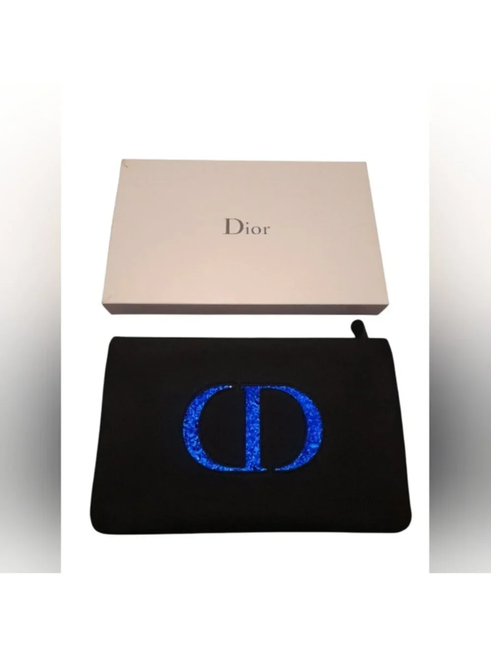 Dior BLUE GLITTER LOGO COSMETIC Makeup Evening BAG Trousse pouch